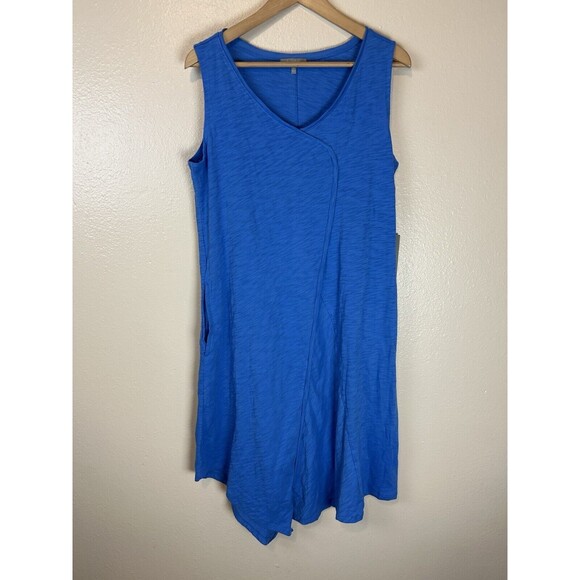 Habitat M Shift Dress Blue Lagenlook Asymmetrical Handkerchief Hem Sleeveless - Picture 1 of 5